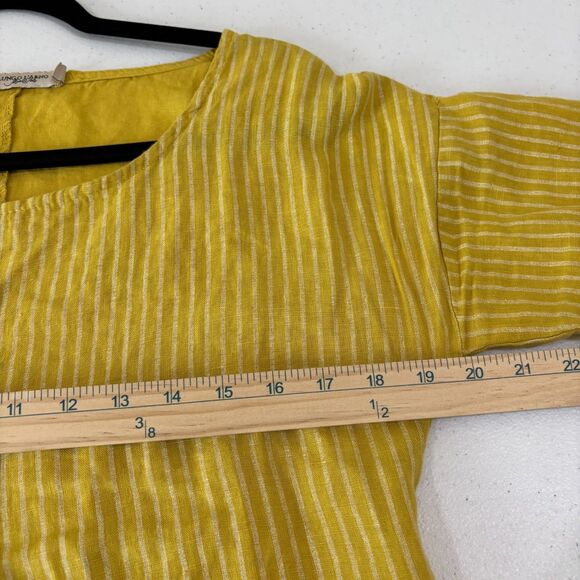 Lungo L'arno Butter Yellow Striped Italy Linen Top Women S Beachy Boho Coastal - Picture 6 of 8